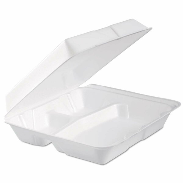 Cortesia 3-Compartment Foam Hinged Lid Container, White - Large CO3755988